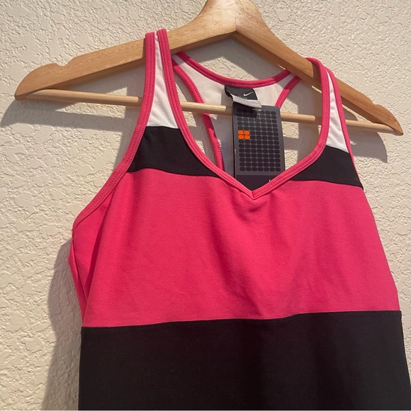 Nike Dri Fit Womens Racerback Running Built in Bra Tank size Small Pink/Black - Picture 4 of 7
